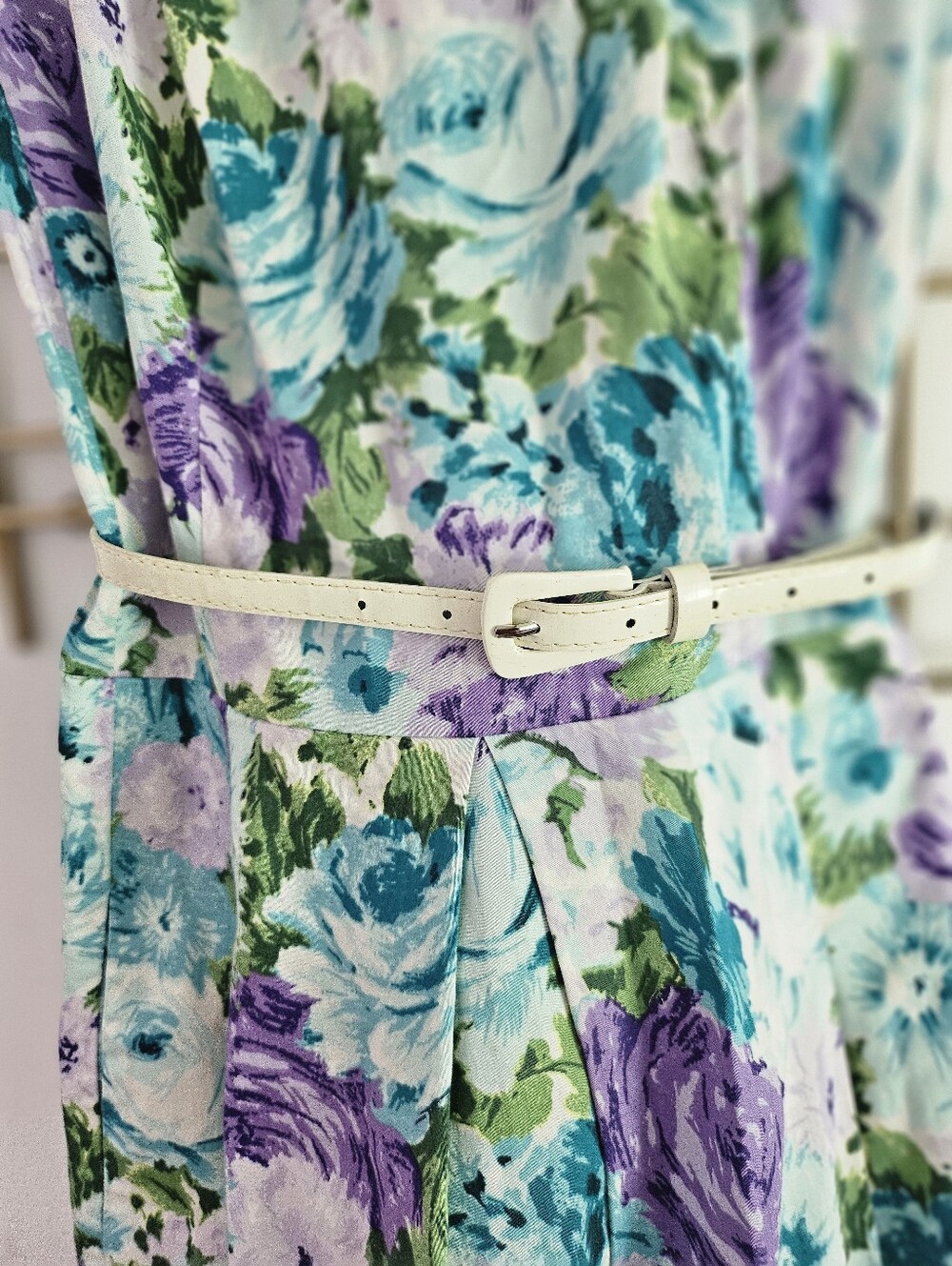 16- Talbots-  Floral Midi Dress in Purple, Teal & Green - Picture 2 of 8